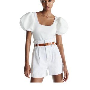 Zara High Waisted Paperbag Denim Shorts XS